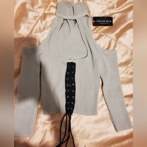 Fashion Nova halter crop top in grey